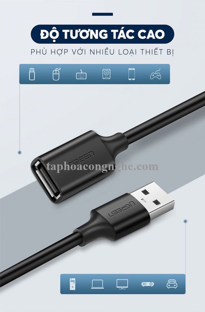 Ugreen 10318 5M màu Đen Cáp tín hiệu nối dài USB 2.0 lõi thuần đồng US103 30010318